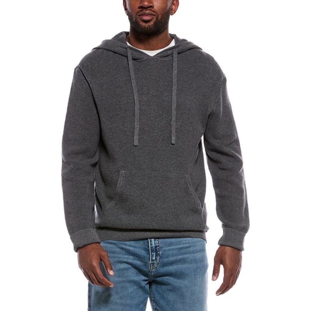 Atm Anthony Thomas Melillo Mens  Waffle Cashmere-Blend Hoodie, Grey